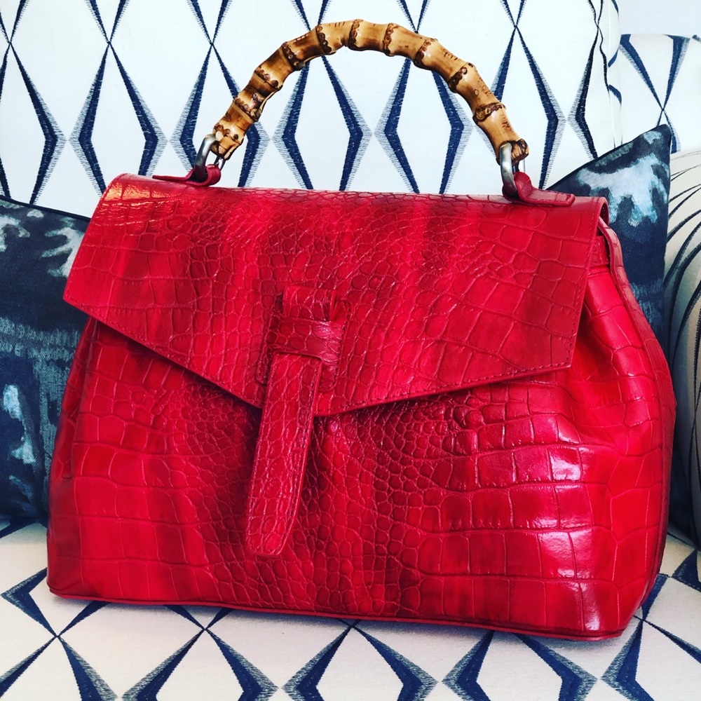 Claudia Firenze Embossed Crocodile Leather Tote